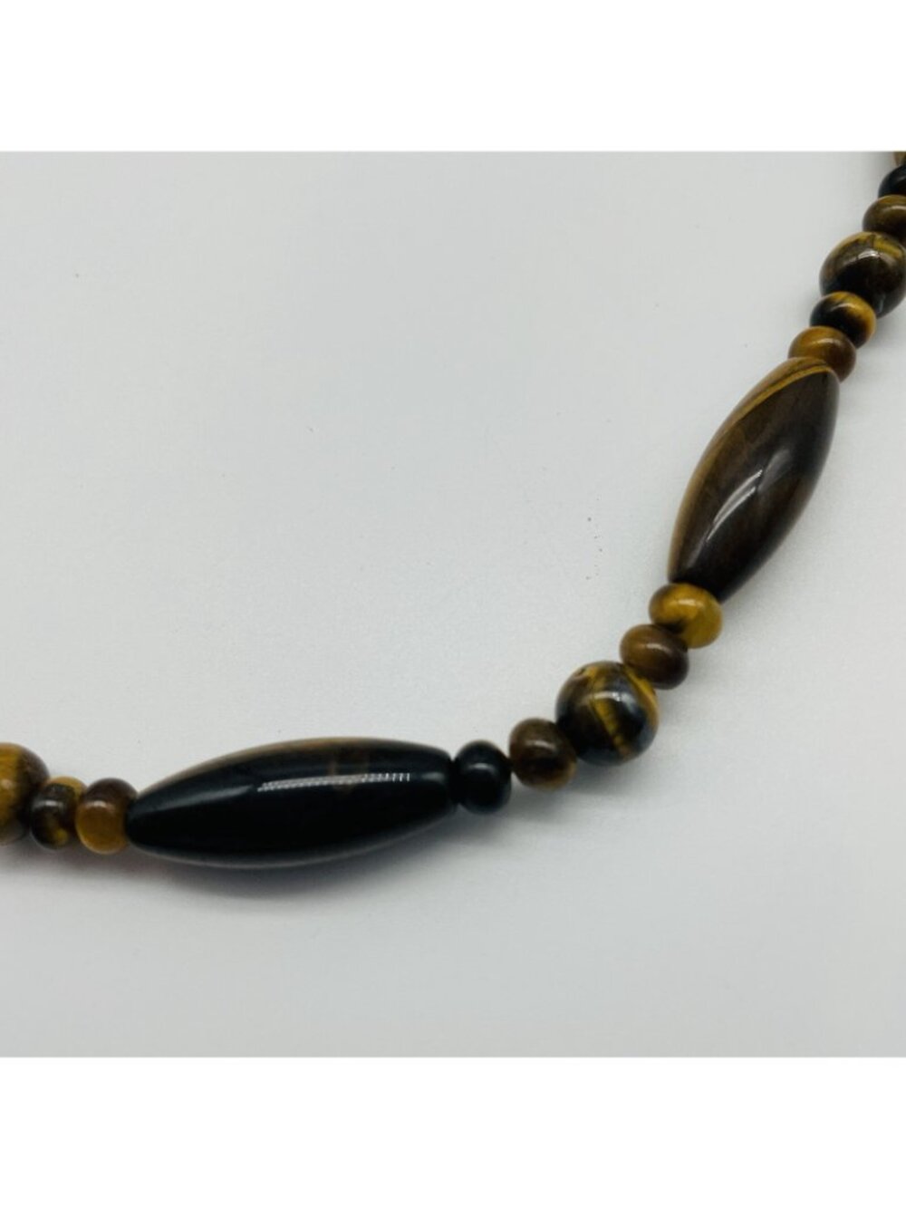 Tiger Eye Beaded Necklace Brown Gold Natural Stone Graduated Bead Strand - Picture 4 of 9